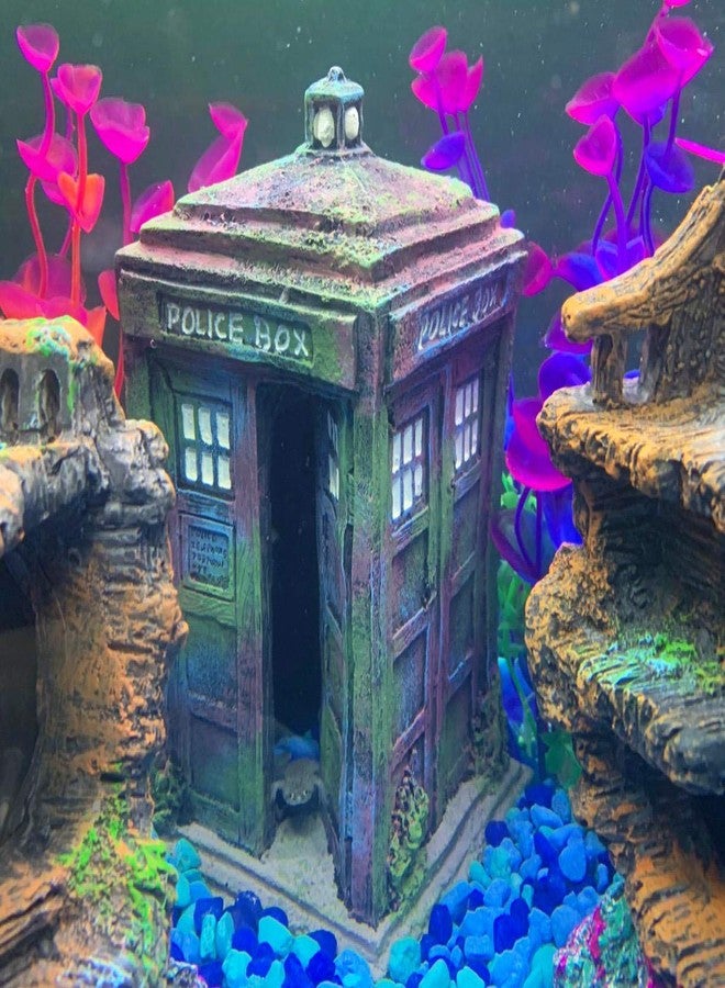 SLOCME Fish Tank Tardis Police Box Decorations - Aquarium Fish Hideout House Resin Ornament,Blue - Image 4